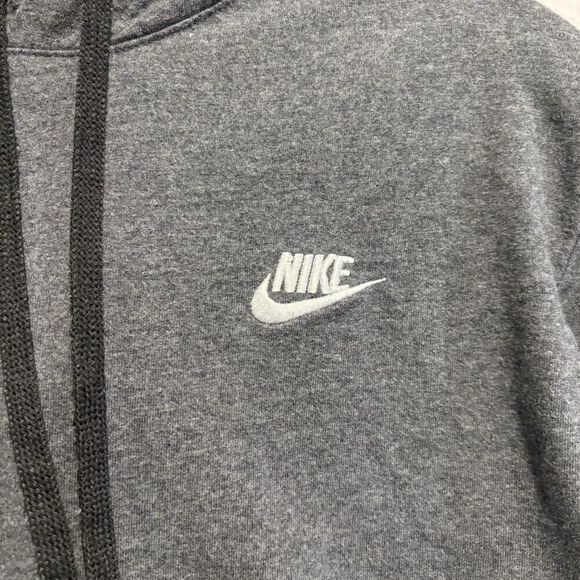Nike Sportswear Club Men's Medium Jersey Pullover Hoodie Gray Swoosh Spellout - Picture 6 of 14